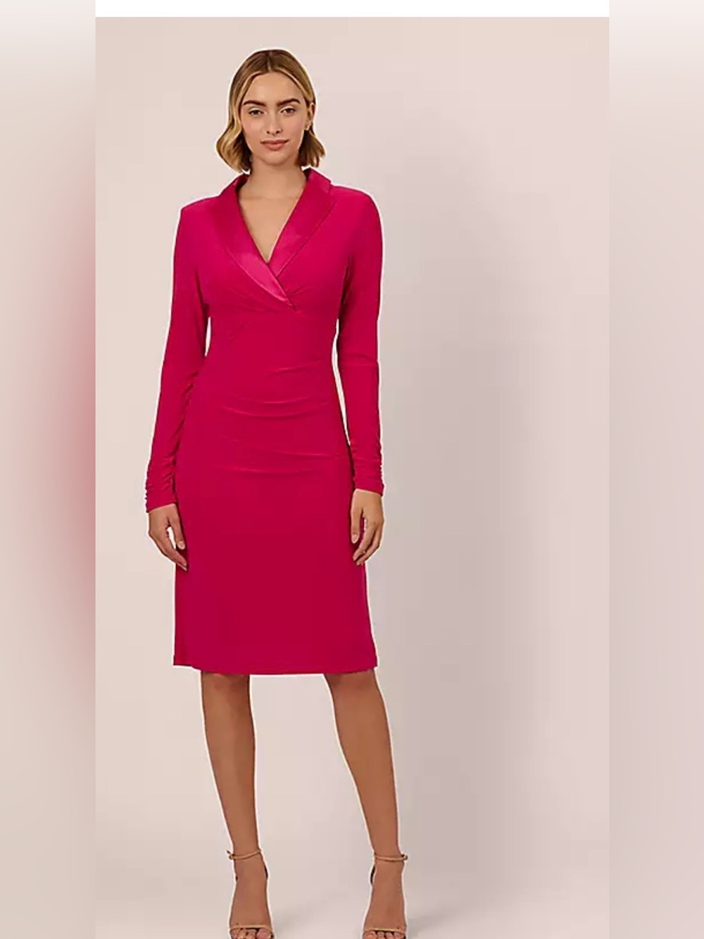 Adrianna Papell Jersey and Satin Short Sheath Tuxedo Dress size 4